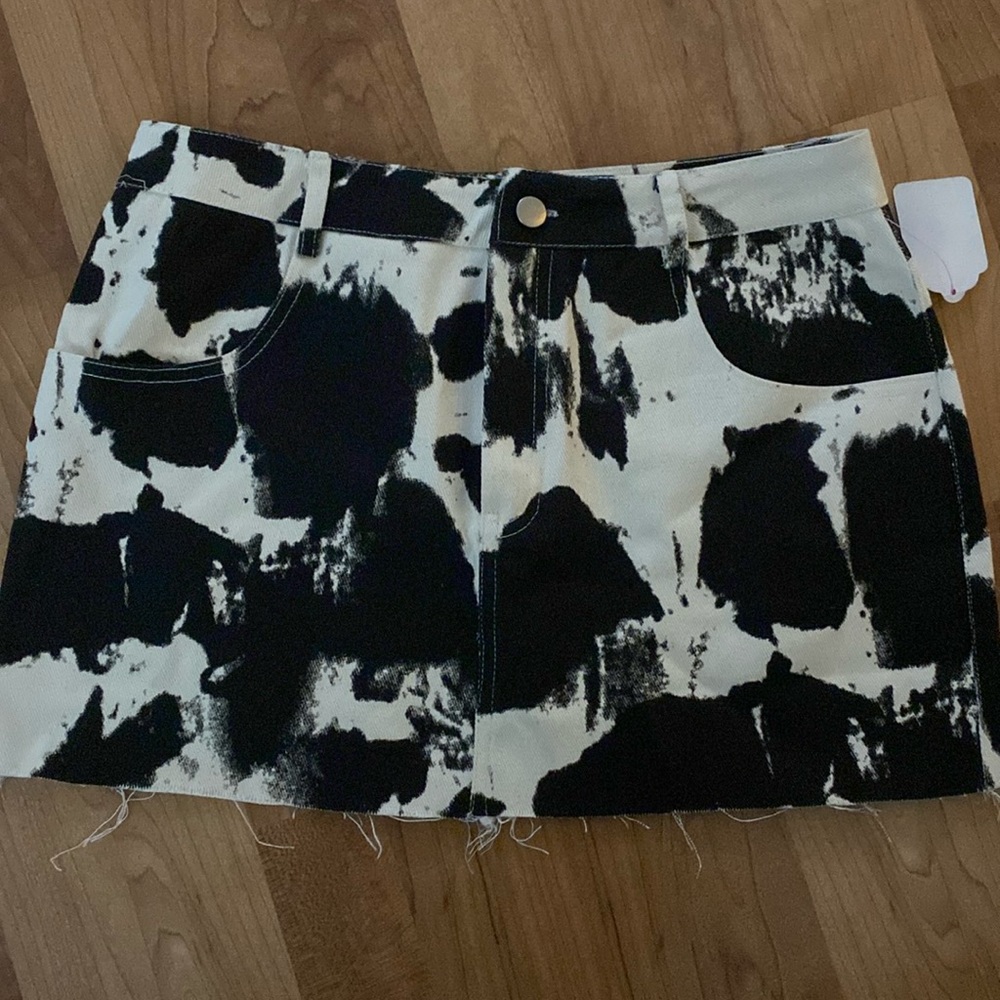 Cow print mini skirt